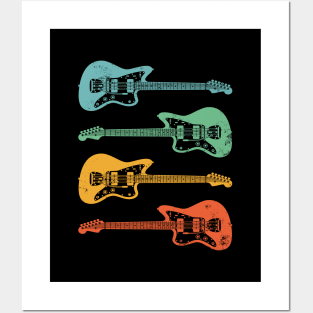 Offset Style Electric Guitar Cool Retro Colors Posters and Art